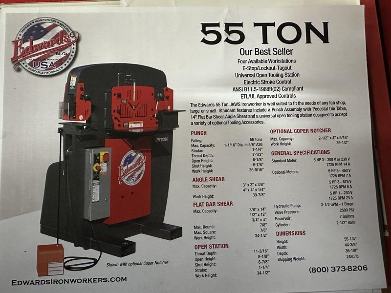 55 Ton Edwards Ironworker, 2020