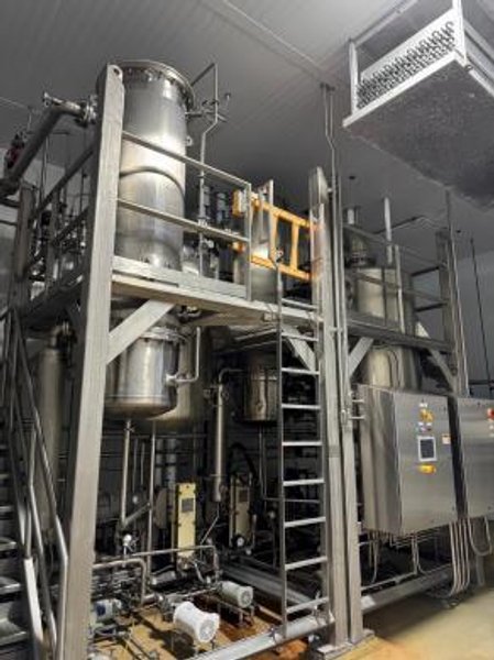 Buflovac / Hebeler 12-04878 Double-Effect Rising/Falling Film Evaporator System, 2017 – 6,500 lb/hr 316L SS Food/Protein Concentrator