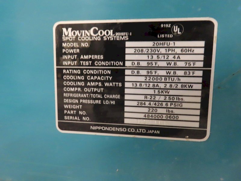 MovinCool 20HFU-1 Spot Cooling System, Portable- Auction Item