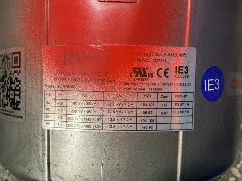 Republic 4.6/4.0 Hp Regenerative Blower - Hrc600