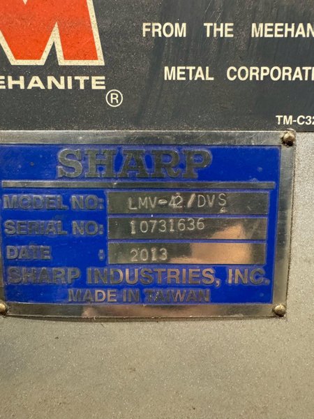 1 - PREOWNED SHARP MANUAL VERTICAL MILLING MACHINE