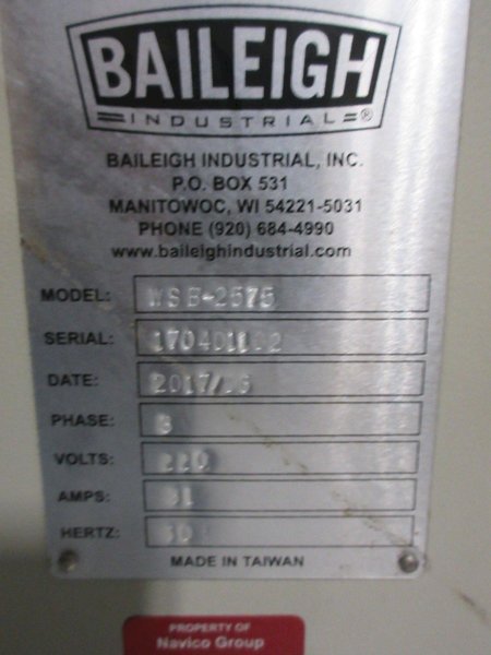Baileigh WSB-2575 24" Wide Conveyor Feed-Thru Belt Sander- Auction Item