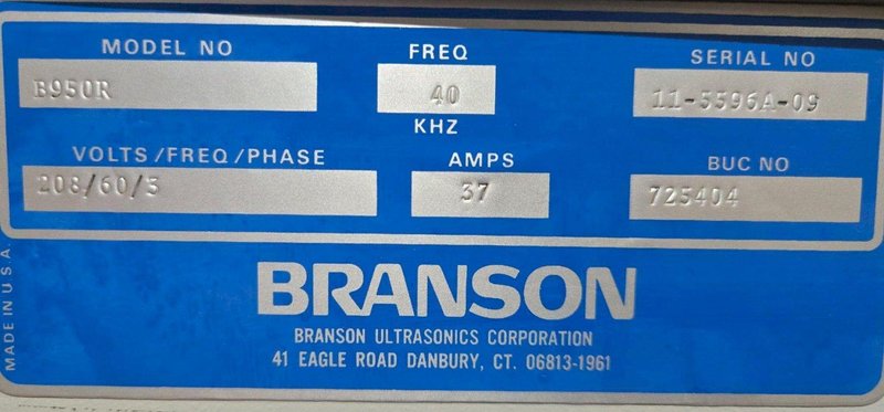 BRANSON B950R ULTRASONIC VAPOR DEGREASER USED