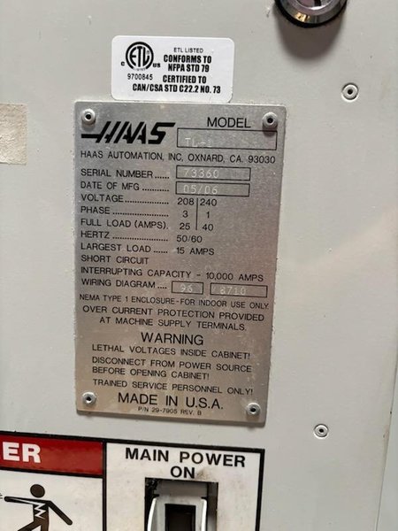 HAAS TL-1 CNC LATHE. STOCK # 0543826