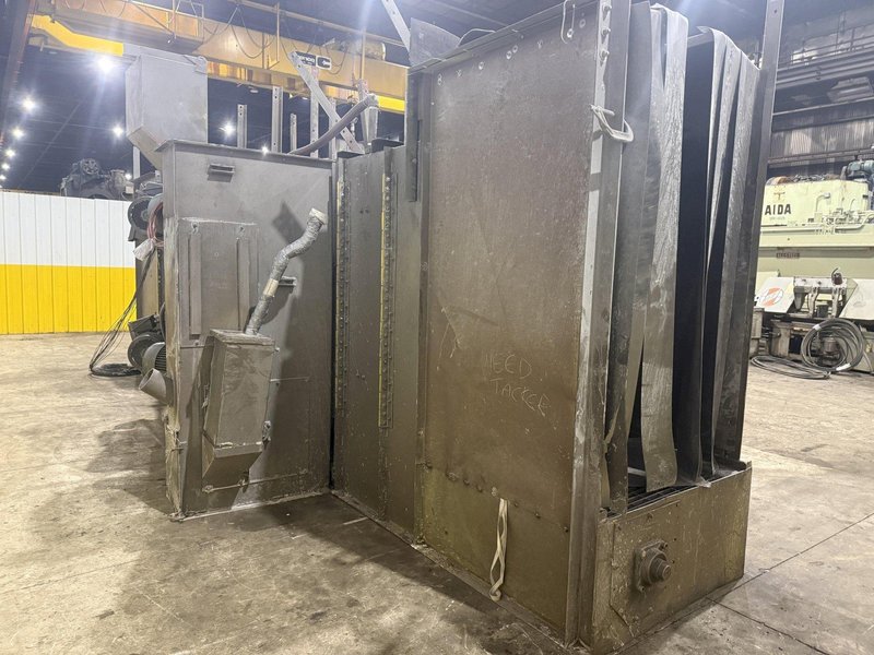 36" x 48" x 8 WHEEL PANGBORN ROTOBLAST PASS THROUGH HANGING CONVEYOR SHOT BLAST MACHINE: YOBRO #24717