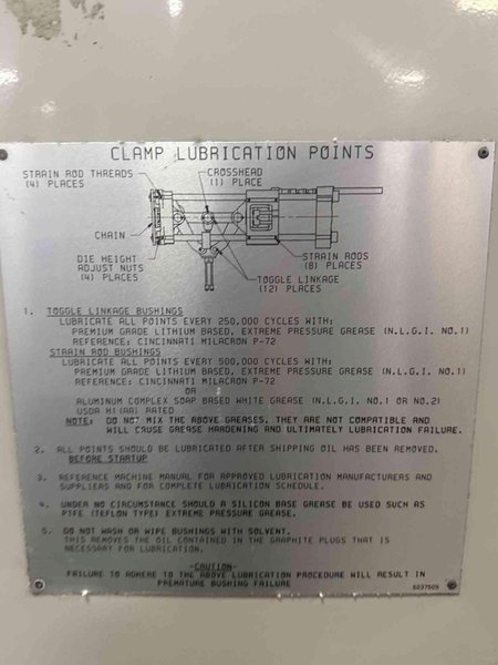 55 Ton, 2.97oz, Cincinnati Injection Moulding Machine, 12.8″ x 12.2″