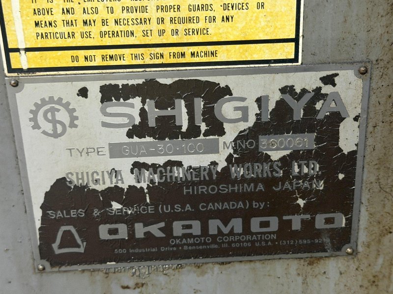 12" X 40" SHIGIYA OKAMOTO MODEL #GUA-30-100 OD HYDRAULIC CYLINDRICAL GRINDER: YOBRO #25235