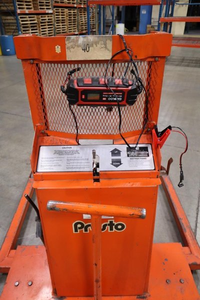 Presto WPS5036-20 Electric Stacker Lift Truck, 2,000# Cap, 36&quot; Lift Height, 42&quot; Forks, 50&quot; Between Outriggers, 12 Volt Battery and Charger- Auction Item