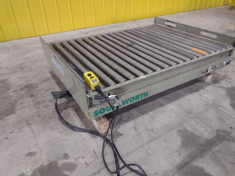 3800 LBS X 60" X 42" SOUTHWORTH MODEL #LS4-36 HYDRAULIC SCISSOR LIFT TABLE WITH ROLLER TOP, 110 VOLT: STOCK #20885