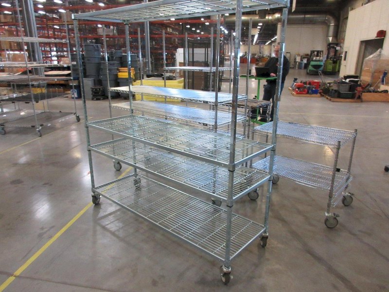 Uline Rolling Metal Wire Carts and assorted other brands, (5) Total- Auction Item