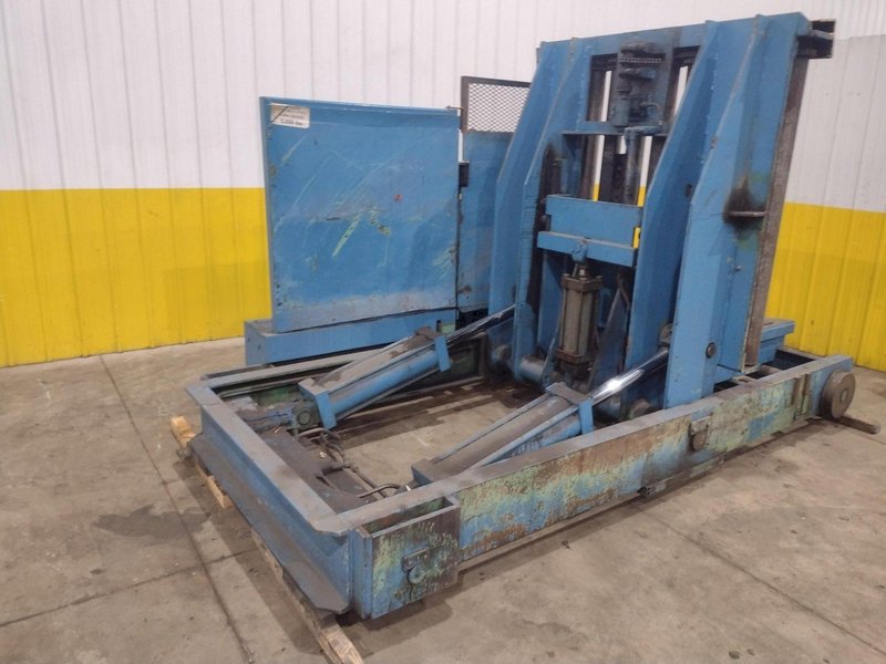 20,000 LBS BRANER HYDRAULIC COIL UPENDER WITH POWER FEED CONVEYOR: YOBRO #25238
