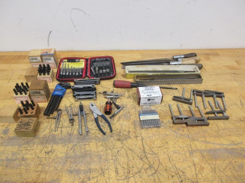 Clamps, Files, Allen Wrenches, Screw Bit Sets, 3/16 &amp; 1/8" Number Stamp Sets- Auction Item