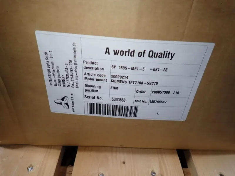 WITTENSTEIN GEAR REDUCER  -  SP 180S-MF1-5-0K1-2S