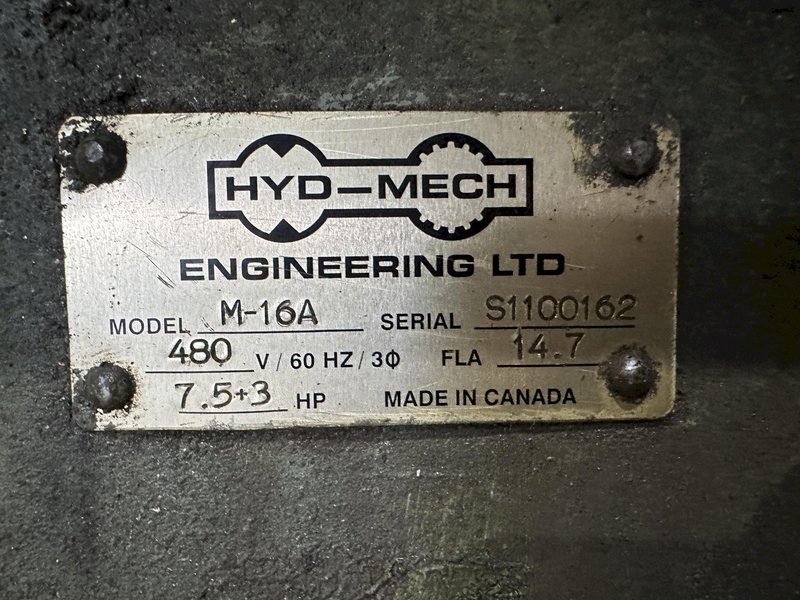 16" x 16" HYD-MECH MODEL #M-16A FULLY AUTOMATIC HORIZONTAL BANDSAW WITH POWER MITRE SWIVEL: STOCK #23105