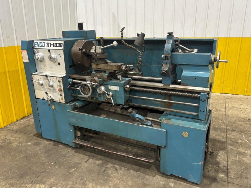 19" X 40" ENCO MODEL #111-1838 GEARED HEAD GAP BED ENGINE LATHE 2.56" HOLE: YOBRO #24324