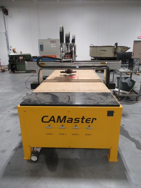 CAMaster Stinger X3 SR-48 CNC Router, 4 Zone Hurricane Vacuum Table System, Main Spindle and 2 Sub Spindles- Auction Item