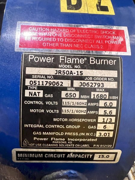 40 HP COLUMBIA MODEL MPH-40 GAS FIRED BOILER: STOCK #22542