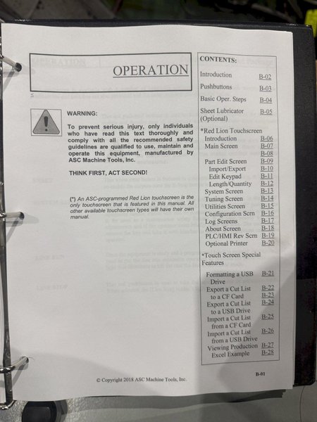 ASC HYDRAULIC AND ELECTRICAL FEED CONTROLS: YOBRO #24961