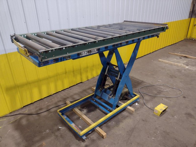 3,500 LBS X 30" X 96" BISHAMON ROLLER TOP HYDRAULIC LIFT TABLE: STOCK #20965