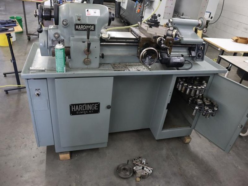 Hardinge HLV-H Toolroom Lathe, Variable Speed Spindle, Power Feeds, Threading, 5C Closer, Chucks- Auction Item