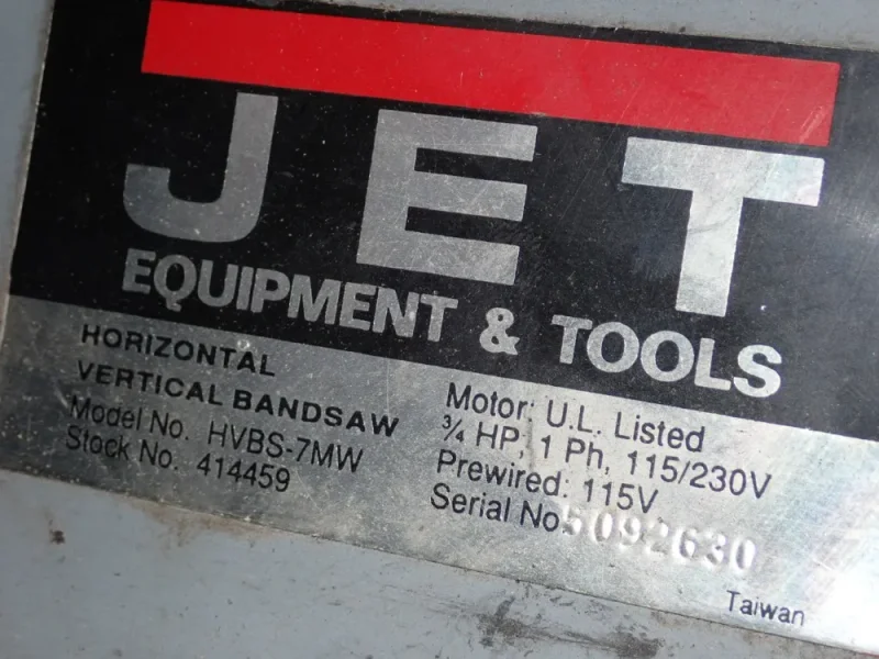 JET 12" X 7" HORIZONTAL BAND SAW  -  HVBS-7MW