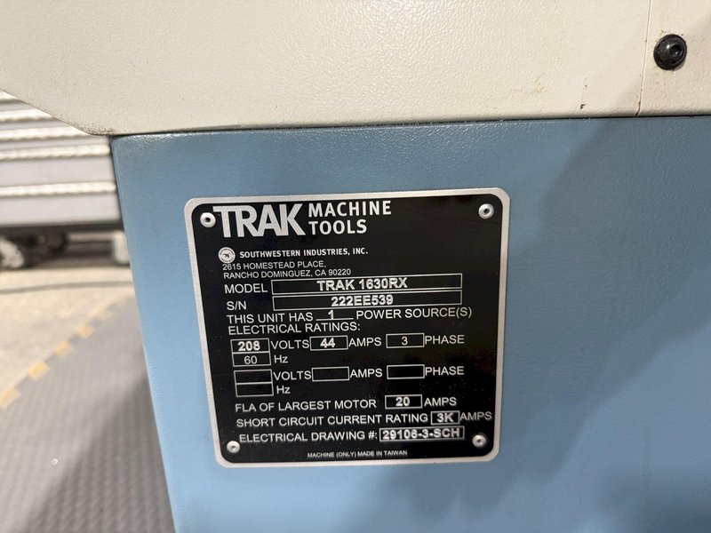 2022 Used Southwestern Industries TRAK TRL 1630RX CNC Lathe For Sale