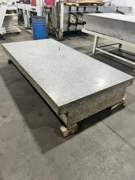 USED 8&#039; X 4&#039; X 14&quot; GRANITE SURFACE PLATE WITH DRILLED AND TAPPED HOLES, Stock# 11149