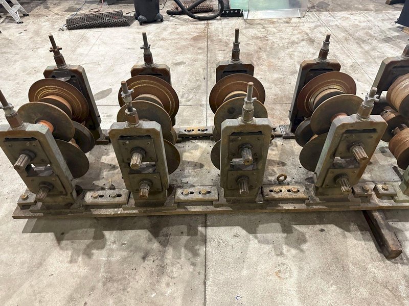 12 STAND X 3&quot; ARBOR X 20&quot; ROLLSPACE ASC RAFTED ROLLFORMER STANDS ON 3 BASES: STOCK #19936