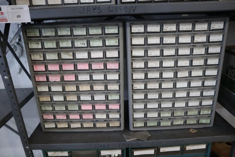 Shelving Unit with (6) Multi-Bin Cabinets with Hardware and Fasteners Contents- Auction Item
