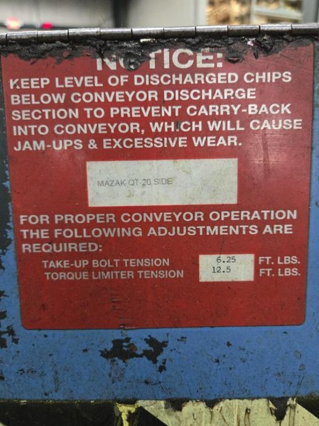 10" JORGENSON CHIP CONVEYOR. STOCK # 0984326