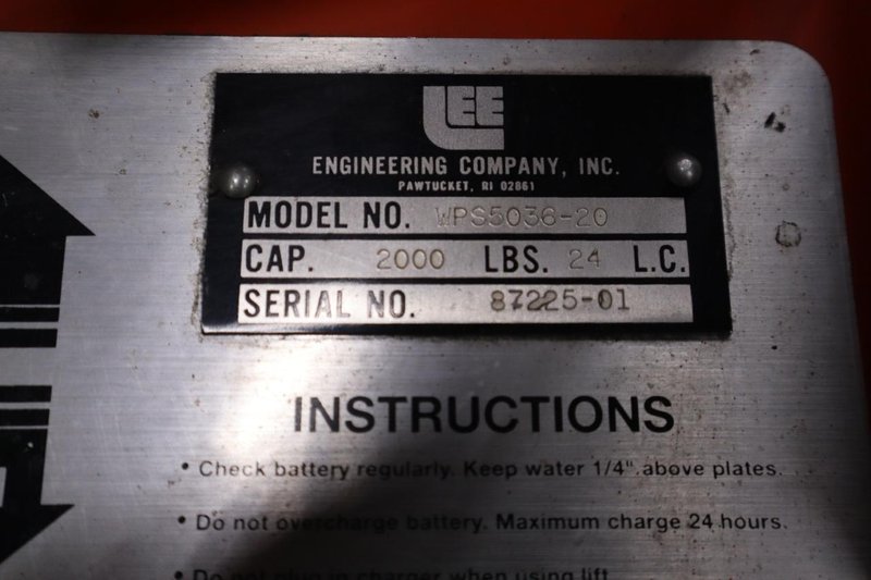 Presto WPS5036-20 Electric Stacker Lift Truck, 2,000# Cap, 36&quot; Lift Height, 42&quot; Forks, 50&quot; Between Outriggers, 12 Volt Battery and Charger- Auction Item
