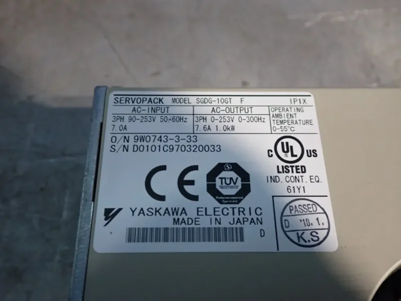YASKAWA ELECTRIC 1 KW SERVOPACK  -  SGDG-10GT