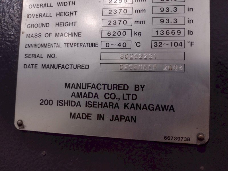 80 TON X 8&#039; AMADA MODEL #FBD-8025 NT CNC HYDRAULIC PRESS BRAKE NEW 2004 : STOCK #23473