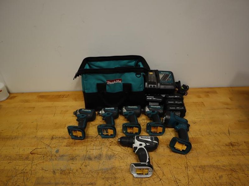 Makita XDT13 Brushless Impacts (4), XFD01 Drill, LED Light &amp; Bag w/ Batteries &amp; Chargers- Auction Item