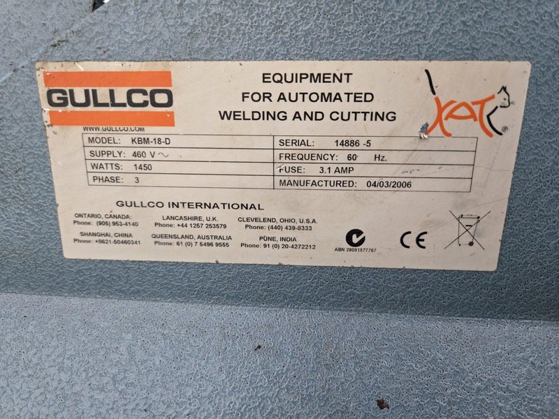 1.5" GULLCO KBM-18-D PLATE BEVELING MACHINE. STOCK # 0654326