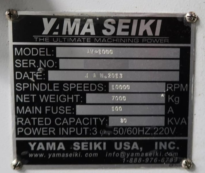 Yama Seiki AV-1000 CNC Vertical Machining Center – 10000 RPM Mill