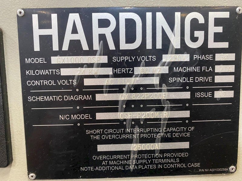 Hardinge GX1000 OSP VMC, 2011 – CTS Ready, Turbo Chip Conveyor, Probe &amp; Okuma Control.