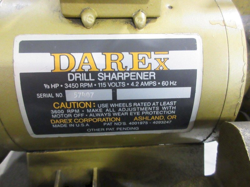 Darex Pedestal Mount Drill Sharpener with (3) Drill Chucks- Auction Item
