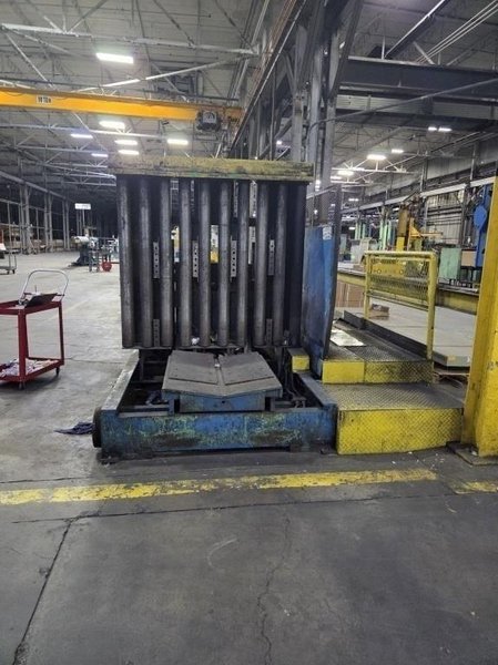 20,000 LBS BRANER HYDRAULIC COIL UPENDER WITH POWER FEED CONVEYOR: YOBRO #25238