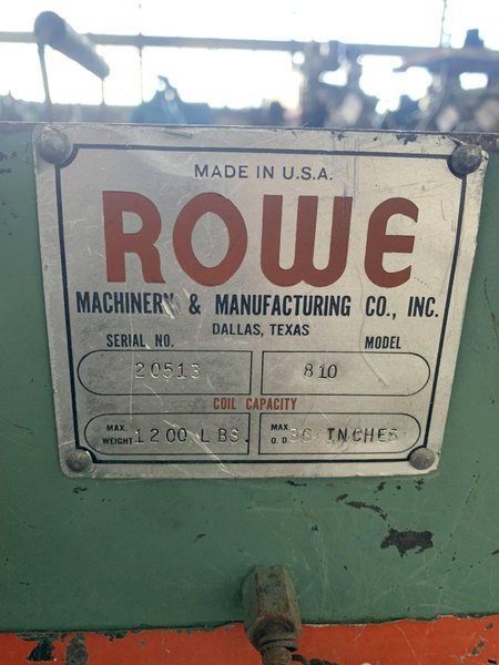 1,200 LB X 10&quot; ROWE MODEL 810 COIL CRADLE. STOCK # 0469224.