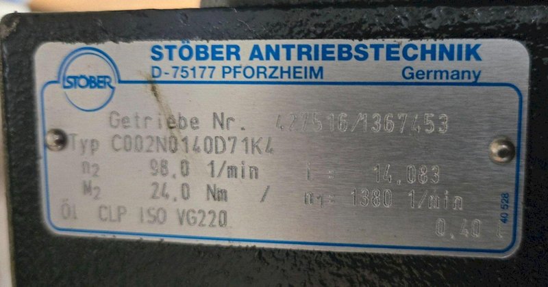 STÖBER C002N0140D71K4 9FT CONVEYOR 26 3/8″WIDTH USED