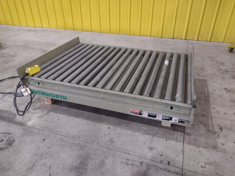 3800 LBS X 60" X 42" SOUTHWORTH MODEL #LS4-36 HYDRAULIC SCISSOR LIFT TABLE WITH ROLLER TOP, 110 VOLT: STOCK #20886