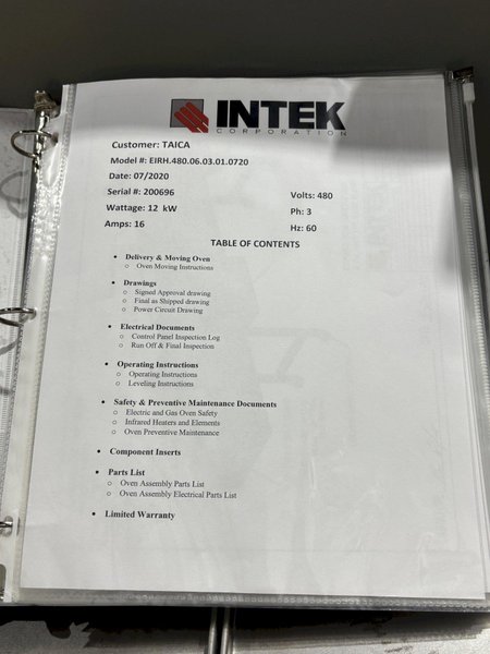 540 DEGREE X 24" W X 8" H INTEK ELECTRIC MESH CONVEYOR TYPE INFRARED OVEN, NEW IN 2020: STOCK #23213