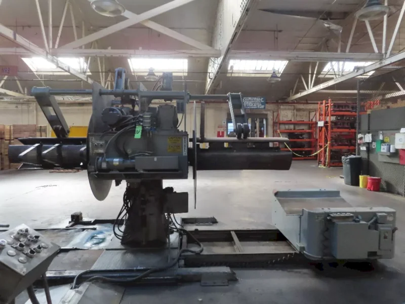20,000 LB X 48" COLT CHD-DR2000 DOUBLE END UNCOILER WITH ROWE COIL CAR. STOCK # 0217826