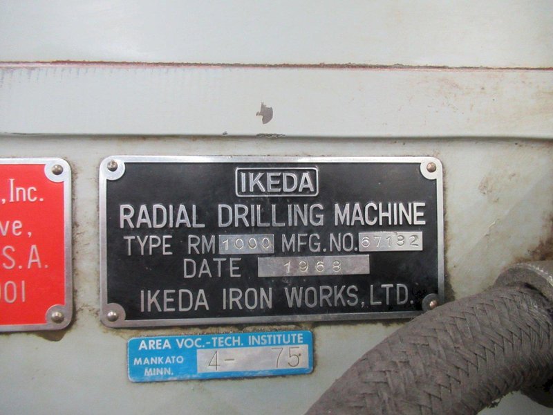 Ikeda RM1000 Radial Arm Drill, 42&quot; Arm, 11&quot; Column,