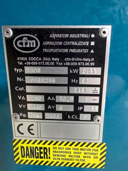 CFM 3308 EXPLOSION PROOF VACUUM USED