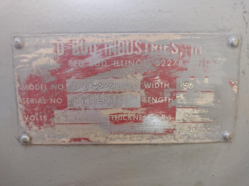 20,000 LB 10 TON X 48&quot; RED BUD (RBI) MOTORIZED COIL REEL / UNCOILER &amp; STRAIGHTENER FEED LINE: STOCK #15277