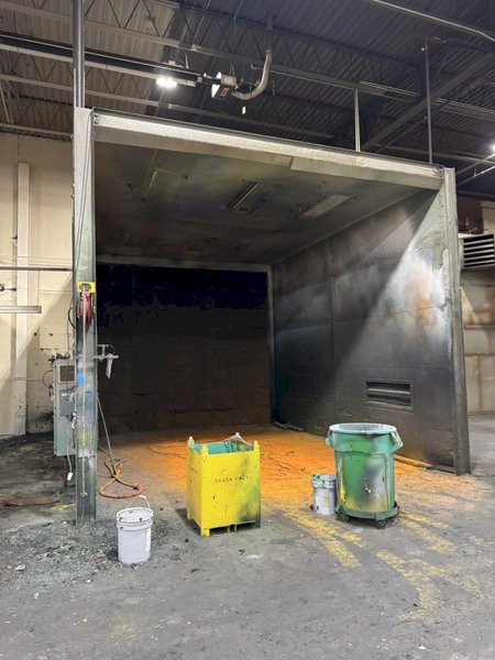 USED GLOBAL FINISHING SOLUTIONS DUAL INDUSTRIAL SPRAY BOOTH WITH GAS FIRED HEATER, Stock# 11168, Year: 2015