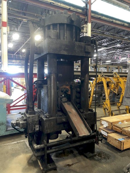 5" AMD MODEL #530-2230 AUTOMATIC HYDRAULIC BAR &amp; BILLIT SHEAR WITH 20' AUTO FEED STOCK #3050