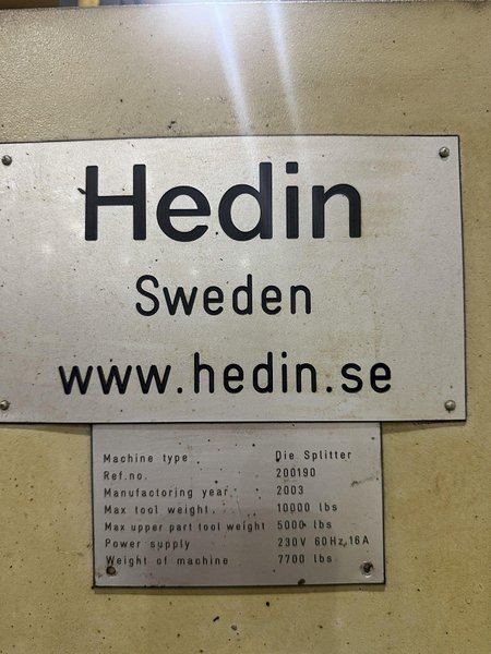 10,000 LB x 78&quot; x 51&quot; HEDIN POWERED DIE SET SPLITTER SEPERATOR: STOCK #21945